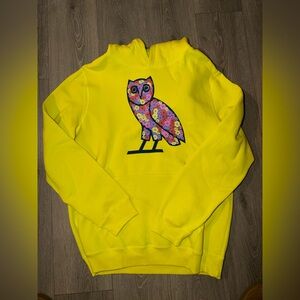 OVO Yellow Hoodie with Colorful Floral Owl Design | XL | NWT